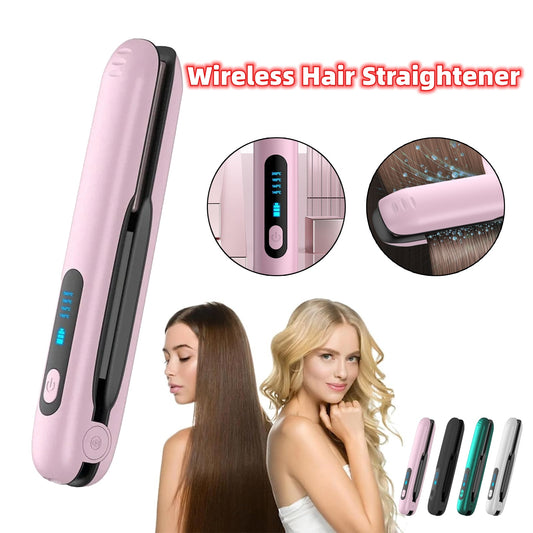 Portable Wireless Hair Straightener & Curler – 2-in-1 USB Rechargeable