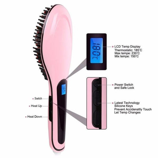 Paddle Brush Hair Straightener – Fast Heating & Anti-Frizz Styling