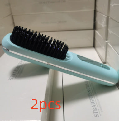 2-in-1 Wireless Hair Straightener Brush – Fast Heating & Portable