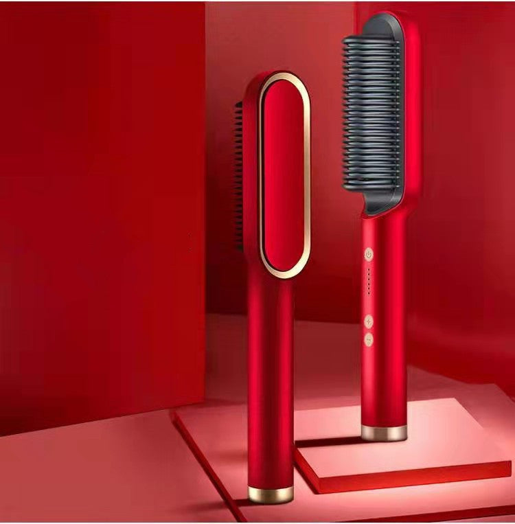 2-in-1 Hair Straightener & Hot Comb – Curling & Styling Brush