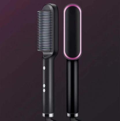 2-in-1 Hair Straightener & Hot Comb – Curling & Styling Brush