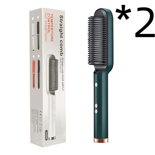 2-in-1 Hair Straightener & Hot Comb – Curling & Styling Brush