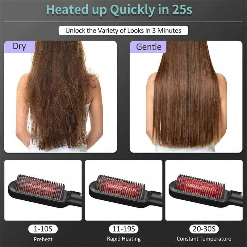 2-in-1 Hair Straightener & Hot Comb – Curling & Styling Brush