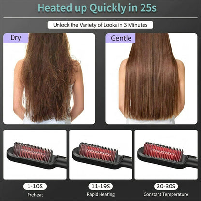 2-in-1 Hair Straightener & Hot Comb – Curling & Styling Brush