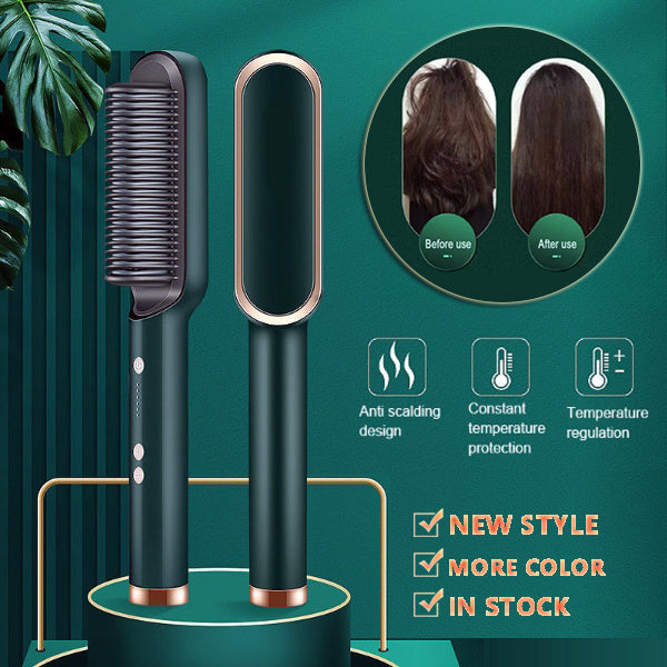 2-in-1 Hair Straightener & Hot Comb – Curling & Styling Brush