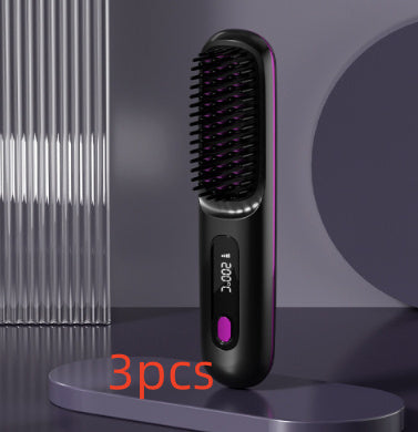 2-in-1 Wireless Hair Straightener Brush – Fast Heating & Portable