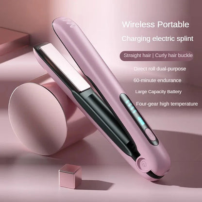 Portable Wireless Hair Straightener & Curler – 2-in-1 USB Rechargeable