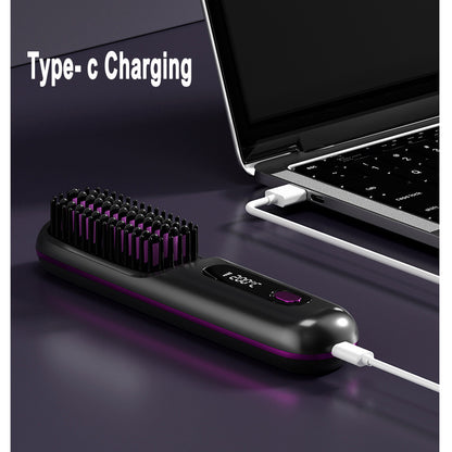 2-in-1 Wireless Hair Straightener Brush – Fast Heating & Portable
