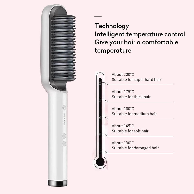 2-in-1 Hair Straightener & Hot Comb – Curling & Styling Brush