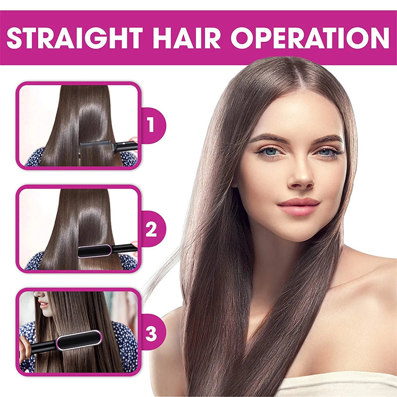 2-in-1 Hair Straightener & Hot Comb – Curling & Styling Brush