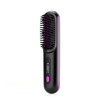 2-in-1 Wireless Hair Straightener Brush – Fast Heating & Portable