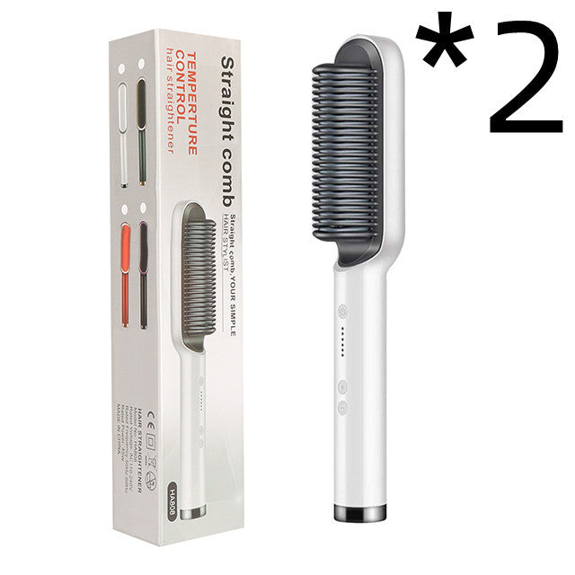 2-in-1 Hair Straightener & Hot Comb – Curling & Styling Brush